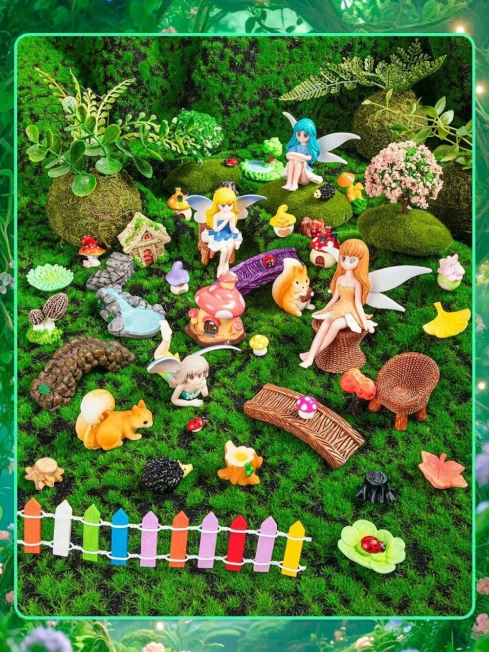 52 Pcs Mini Fairy Garden Accessories Set - Outdoor Decor, Fairies & Garden Kit
